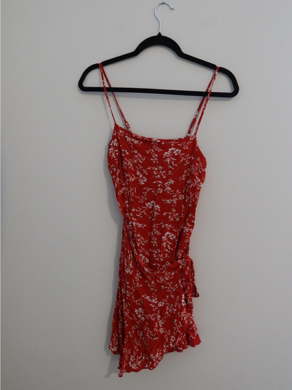 Red Floral Spaghetti Strap Mini Dress